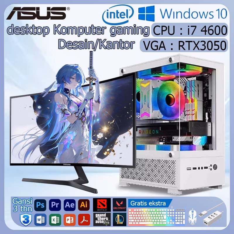 PC Gaming Full set Komputer desktop Intel Core i7 4600