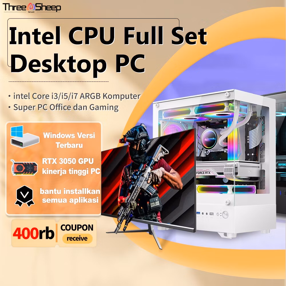 TSN PC gaming Full set 12-inti baru, intel Core CPUi7 4790 RAM16G SSD 256G Komputer Desktop